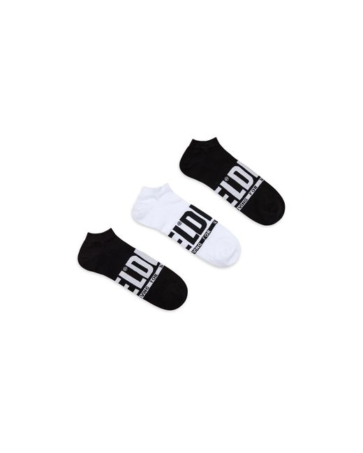 DIESEL Black Three-pack Logo Low-cut Socks for men