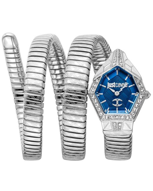Just Cavalli Blue Analog Quarz Uhr mit Edelstahl Armband JC1L304M0015