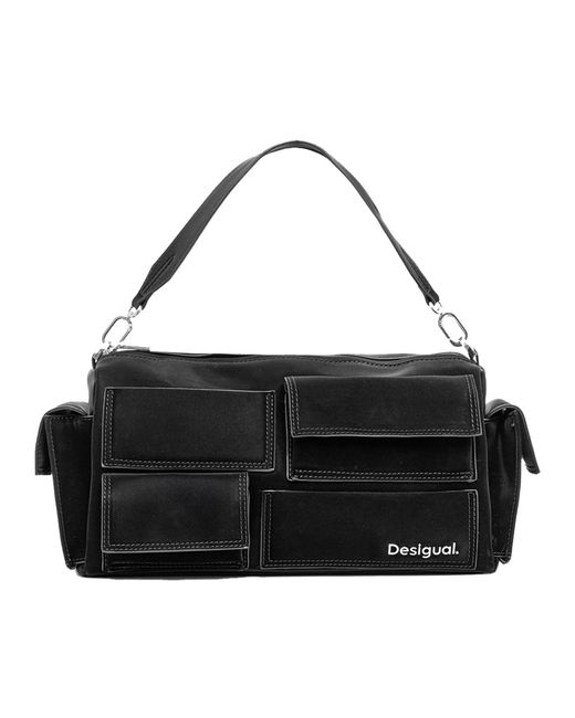 Desigual Black Multi-Pocket Baguette Bag