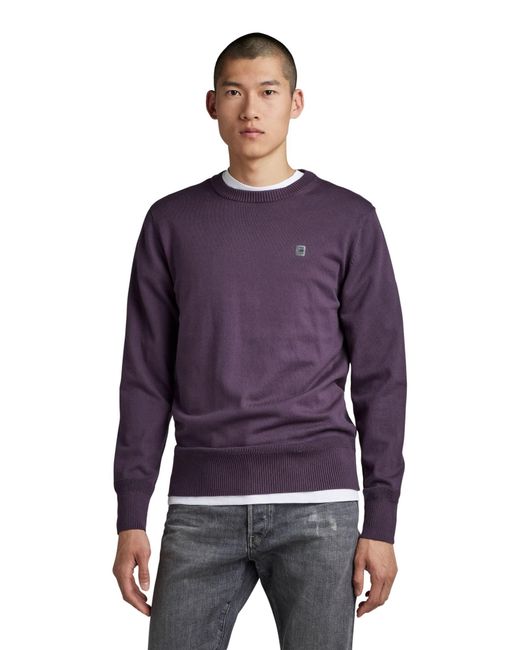 G-Star RAW Purple Premium Core R Knit Jumper Sweater for men