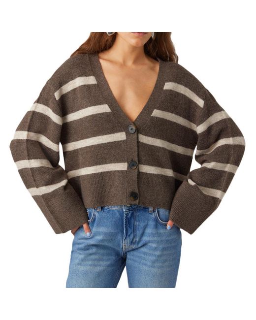 Vero Moda Brown VMLEFILE LS V-Neck Button Cardigan Boo