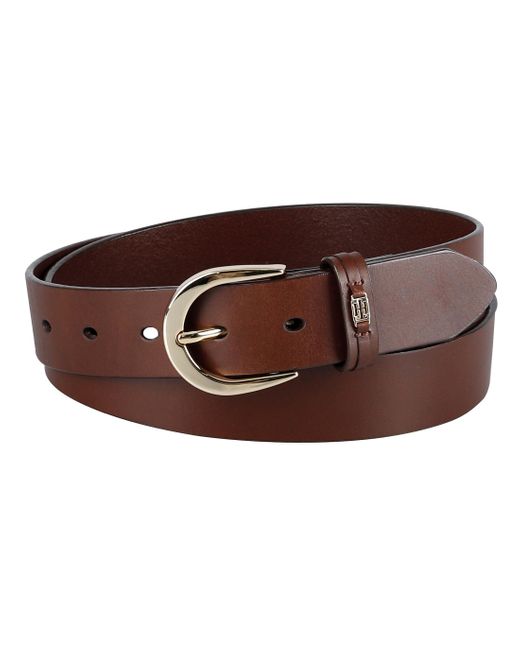 Tommy Hilfiger Brown H Plaque Buckle Leather Casual Belt