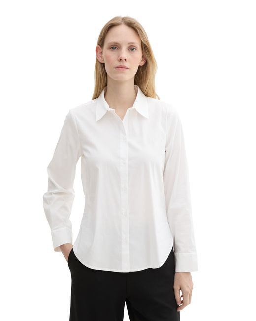 Tom Tailor White 1043199 Longstyle Basic Bluse