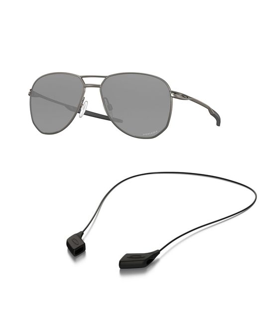 Oakley Metallic Sunglasses Bundle: Oo 4147 414702 Contrail Matte Gunmetal Prizm Accessory Shiny Black Leash Kit