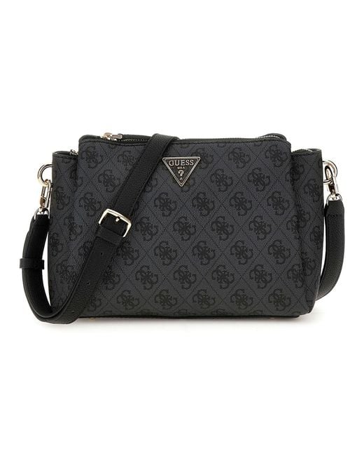 Guess Black Noelle II Tri Comp Crossbody Bag Coal Logo