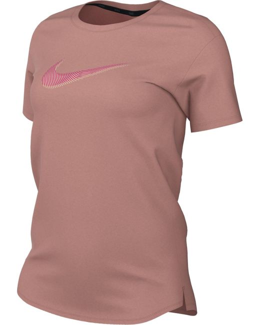 W Nk DF Swoosh Hbr SS Top di Nike in Pink