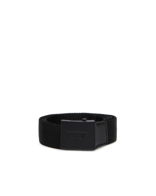 Cintura in nastro con fibbia logo di DIESEL in Black