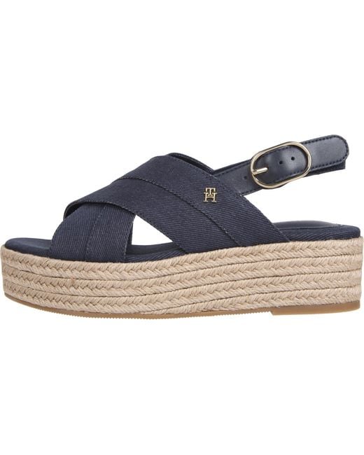 Alpargatas con cuña Mujer Denim Platform Sandal con plataforma de - Main Image