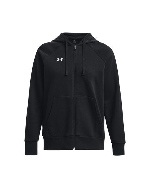 Under Armour Rival Fleece Dameshoodie Met Rits Zwart Wit in het Blue