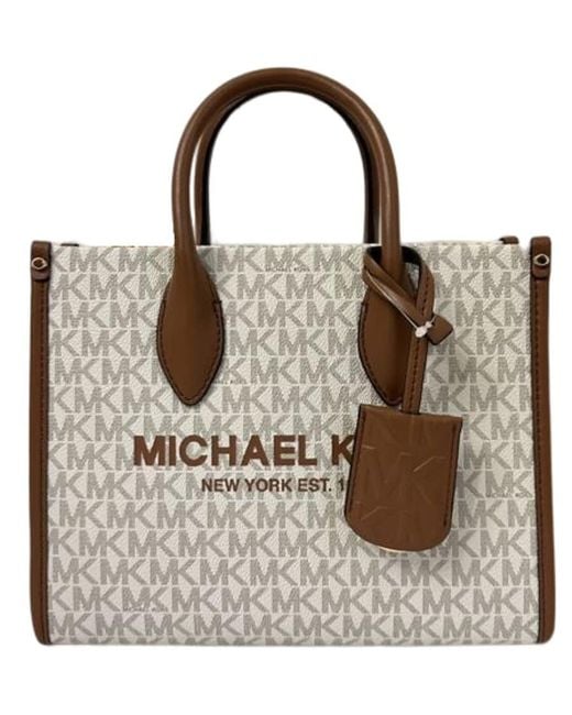 Michael Kors Metallic Mirella Logo Tote Crossbody Bag Size Small