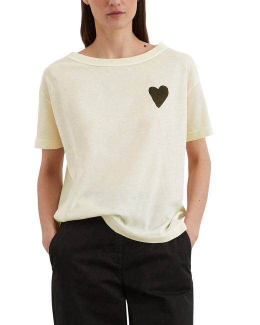 Marc OߴPolo Donna T-Shirt in Cotone bio con Scollo Rotondo di Marc O' Polo in Natural
