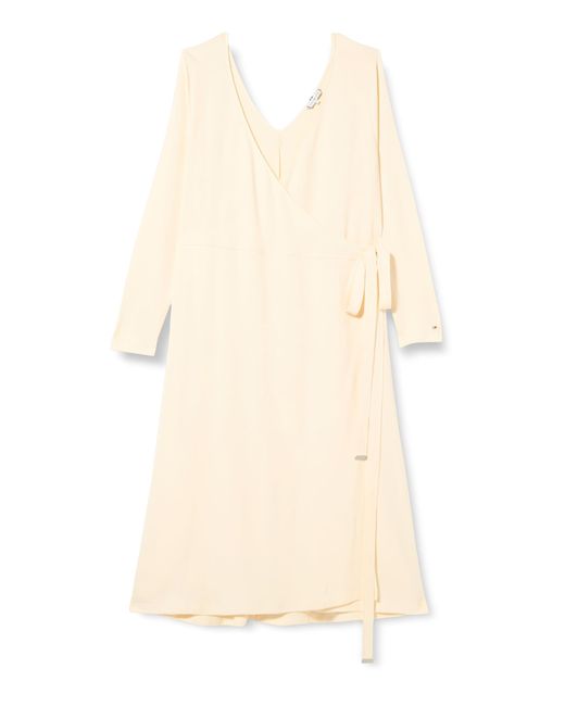 Robe Smooth Lines Wrap Midi Dress ches Longues Tommy Hilfiger en coloris Natural
