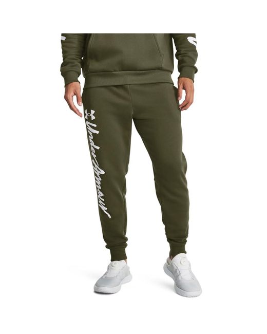 Under Armour Green S Rival Fleece Graphic Joggers, for men