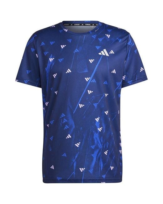 Adidas Run It Brand Love T-shirt in het Blue voor heren