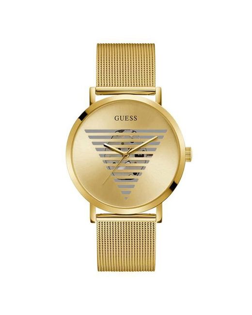 Guess Metallic Gold-tone Stainless Steel Mesh Watch 44mm for men