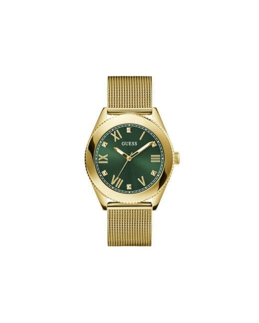 Guess Gold Tone Bracelet Gold Tone Case Green for men