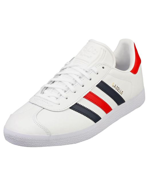 Adidas Gazelle Mens Casual Trainers In White Navy Red - 10 Uk for men