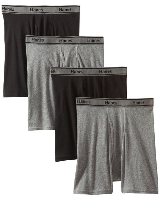 Hanes Black Ultimate 4-pack Freshiq Tagless Cotton Boxer With Comfortflex Waistband Briefs for men