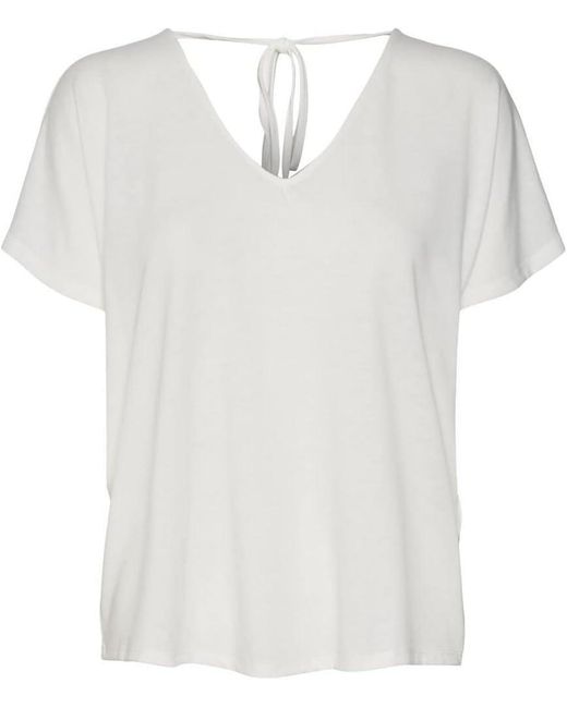 Vmmarijune SS Deep V-Neck Top Jrs T-Shirt di Vero Moda in White