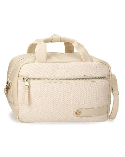 Pepe Jeans Natural Sprig Adaptable Toiletry Bag With Shoulder Bag Beige 31x21x15cm Faux Leather By Joumma Bags