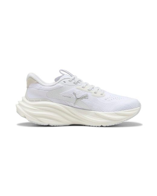 PUMA White Magnify Nitro 3 Running Shoes