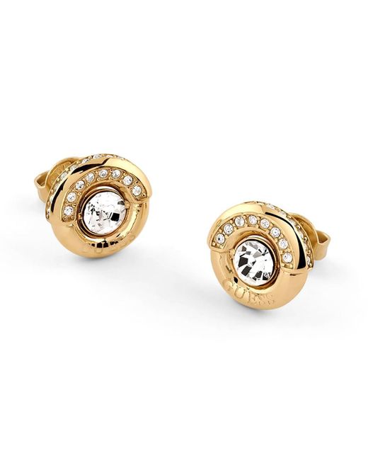 Guess Metallic Ohrringe Ohrstecker Coin Pave Goldfarben JUBE05380JWYGT/U