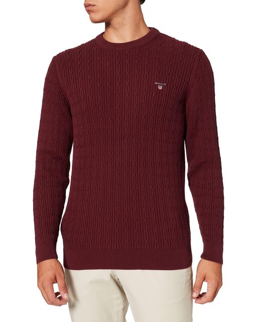 Gant Red D2. Cotton Cable C-neck Sweater for men