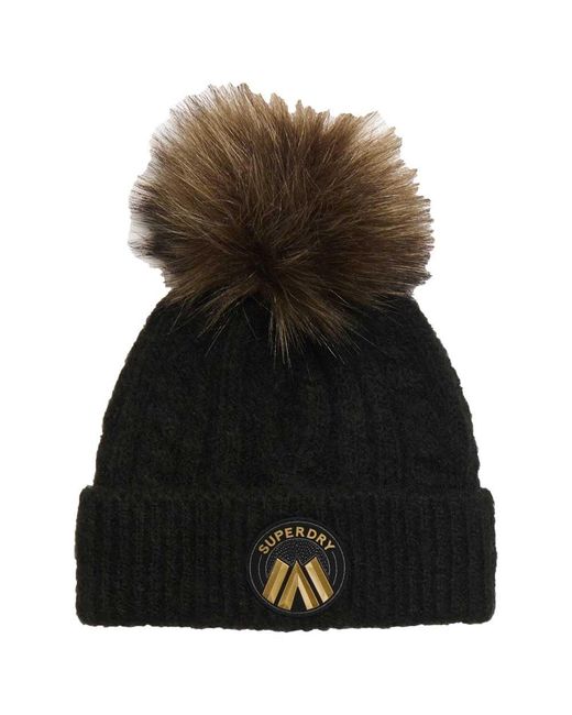 Superdry Luxuriöse Beaniemütze mit Zopfmuster Schwarz 1SIZE in Brown für Herren