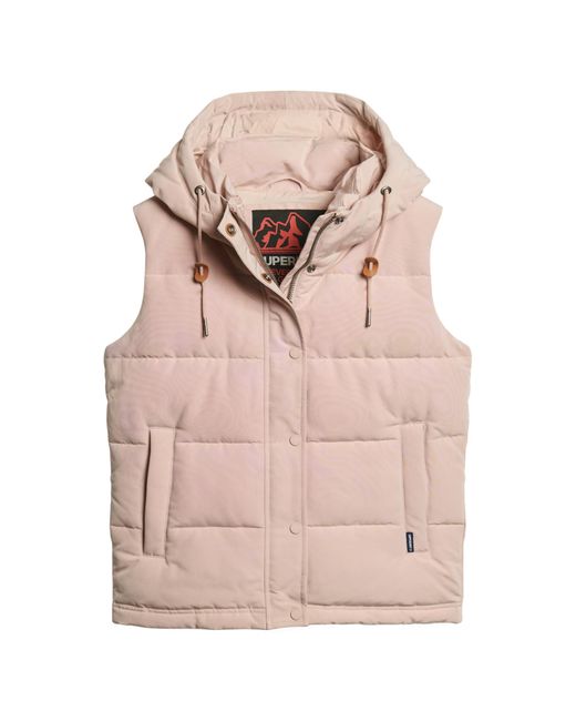 Superdry Pink Everest Hooded Puffer Gilet A7