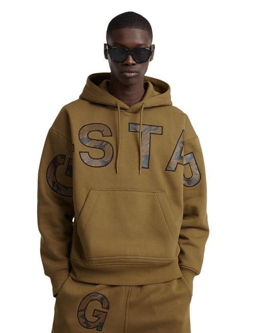 G-Star Embro Print Losse Sweater Met Capuchon in het Green voor heren