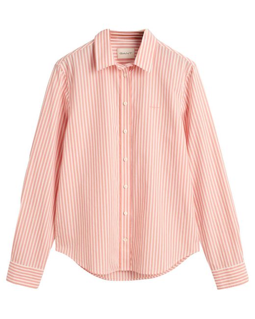Gant Pink Reg Poplin Striped Shirt