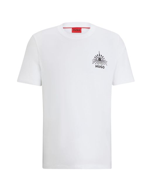HUGO Regular-Fit T-Shirt mit saisonalem Artwork in White für Herren