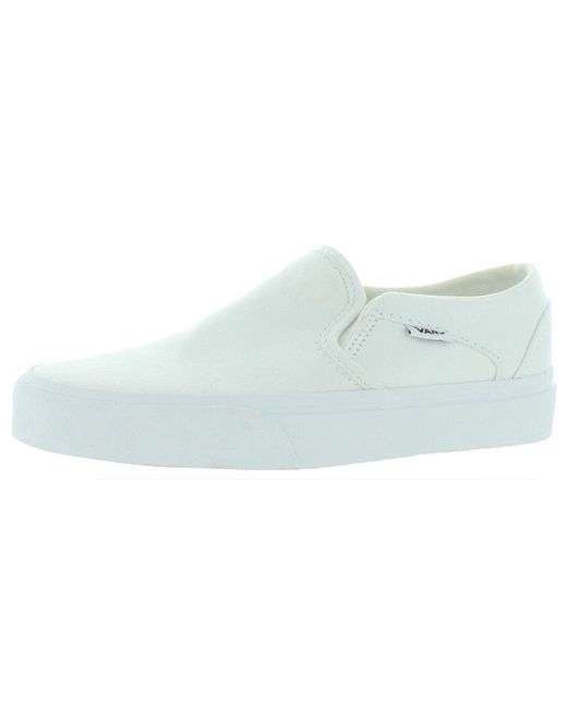 Vans White Asher Low Slip On Sneaker Wht/wht 5.5 Medium Us
