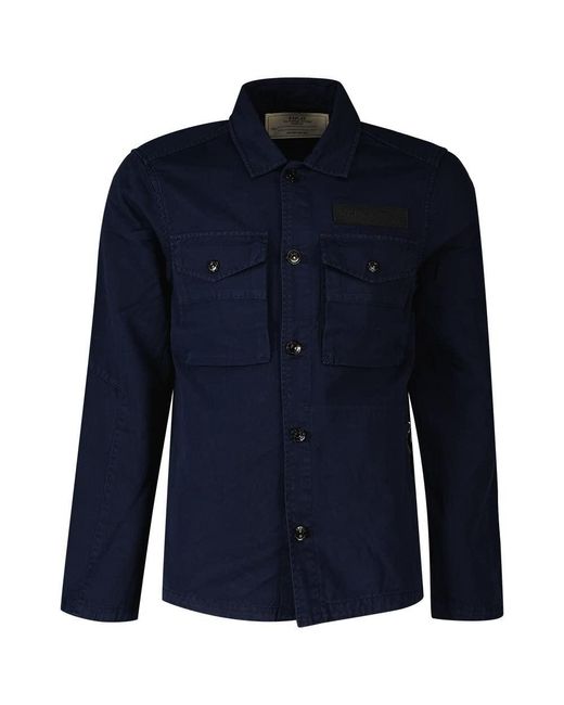 Replay Blue Hemdjacke aus Leinenmix