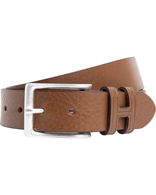 Hackett Black Tack Stitch H Keeper Belt for men