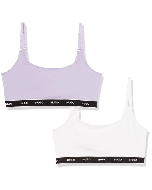 HUGO White 2er-Pack Bralettes aus Baumwoll-Stretch mit wiederholtem Logo BH