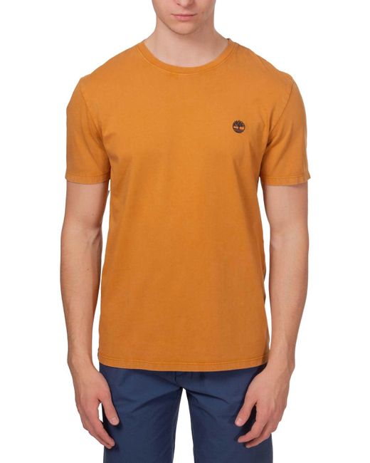 Timberland Orange T-shirt With Logo Embroidery for men