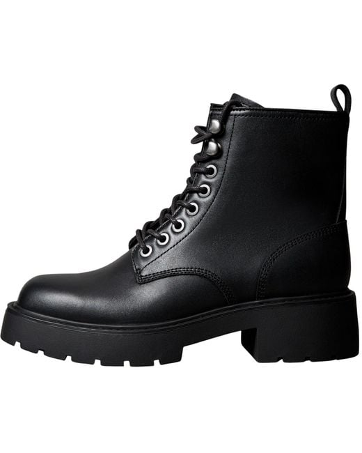 Donna Stivali Mezza Gamba Chunky Lace Up con Zip di Calvin Klein in Black