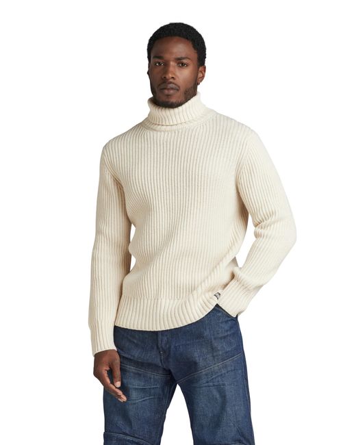G-Star RAW Essential Turtle Knitted Pullover in Natural für Herren