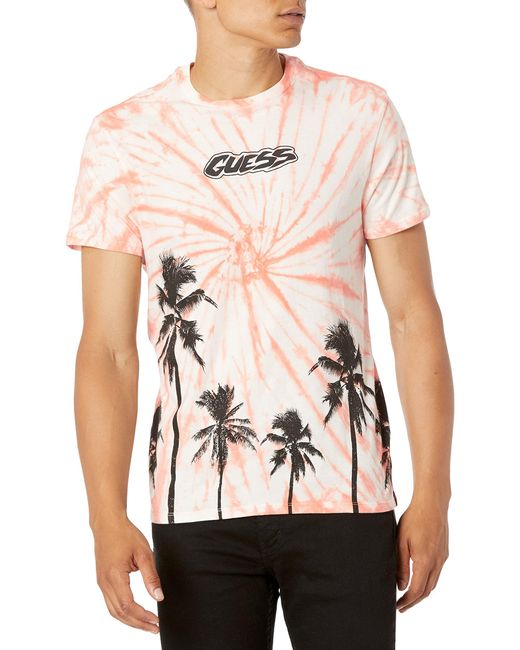 Guess Natural Short Sleeve Venice Palms Graphic Tee for men