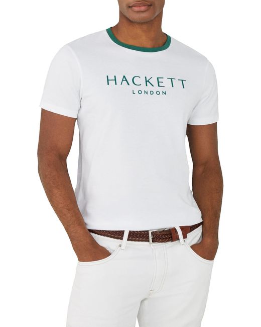 Hackett White Hackett Heritage Classic Short Sleeve T-shirt L for men