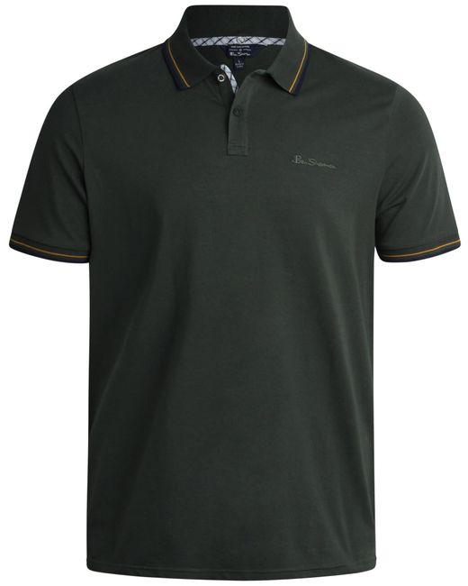 Ben Sherman Green Regular Fit 2-button Cotton Short Sleeve Work Shirts - Polo Shirts For for men