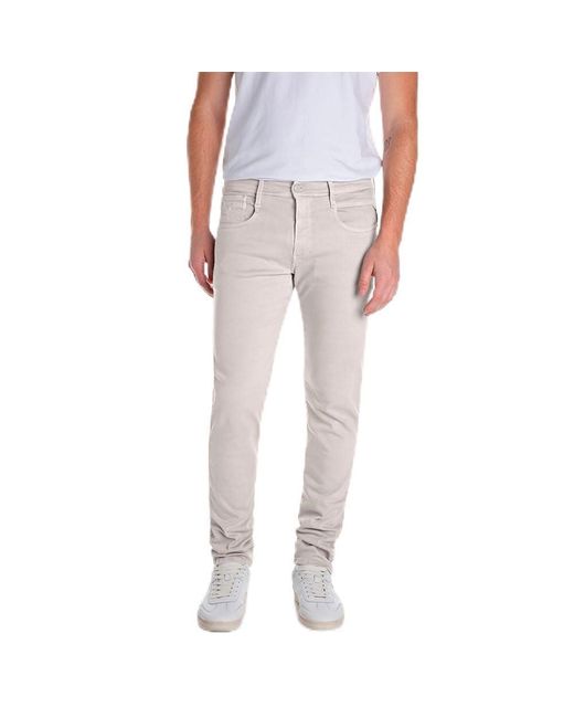 Replay White Anbass Hyperflex Colour Xlite Jeans for men