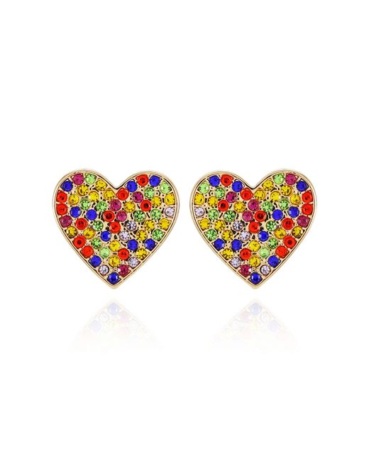 Orecchini a bottone con pietra di cristallo arcobaleno di Guess in Red