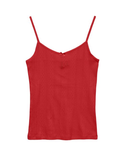 Vero Moda Red Vmlisa Pointelle Singlet Top JRS Noos
