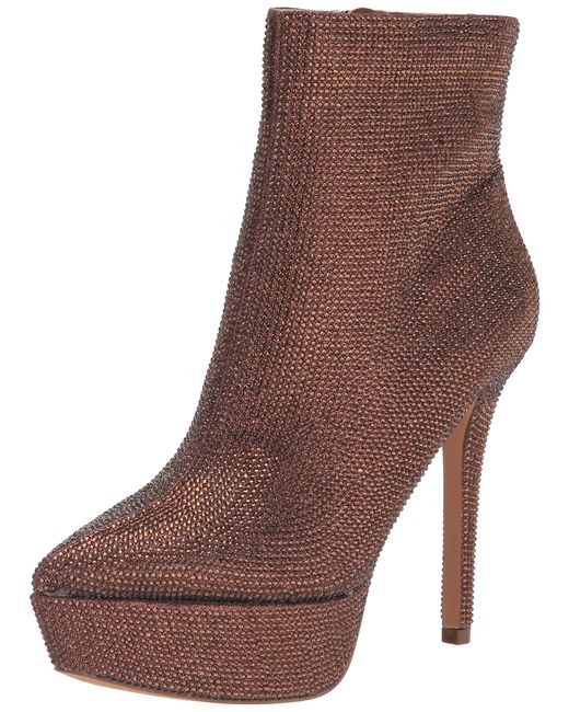 Jessica Simpson Brown Womens Odeda Embellished Platform Bootie Ankle Boot