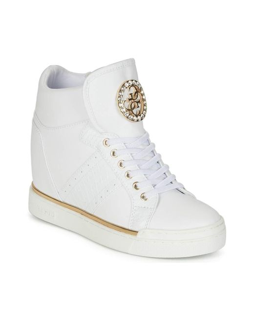 Chaussures femme sneakers avec cale interne FL5FREELE12 BLANC taille 40  Blanc Guess en coloris Blanc | Lyst