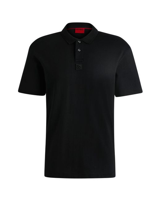 HUGO S Deabono D Stacked-logo Polo Shirt In Interlock Cotton Black for men