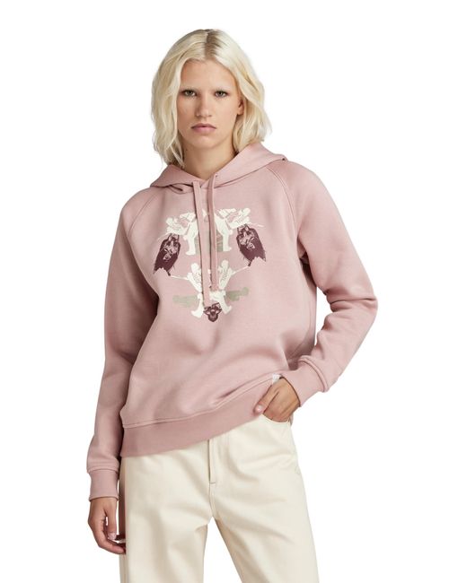 G-Star RAW Pink Look Book Graphic Hooded Sweater Sweatshirt