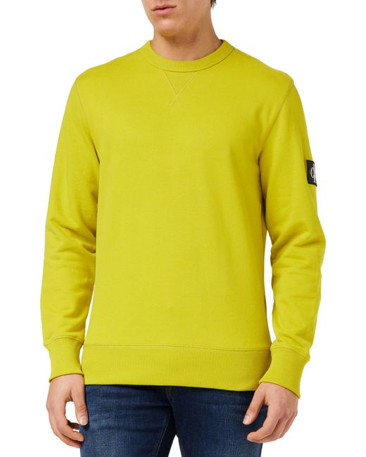 Calvin Klein Sweatshirt Badge Crew Neck ohne Kapuze in Yellow für Herren